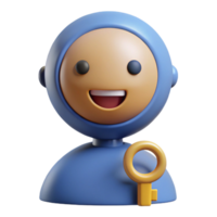 distintivo meio século sorridente crescente lua personagem com aguçado pontas. limpar \ limpo linhas, plano cor, mínimo Projeto com escalável Projeto. impecável png