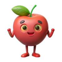 dazzling standout Apple character with leaf and stem. Symmetrical design, flat color, with Scalable Design. png
