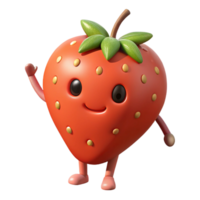hypnotic reflective surreal Strawberry character with simple seeds. Clean lines, flat color, with Scalable Design. precision png