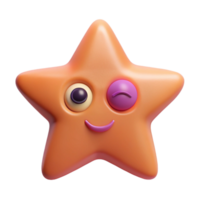 enchanting modern Five-pointed star character with rounded points, winking eye. Symmetrical, clean lines, flat color with Scalable Design. refined png