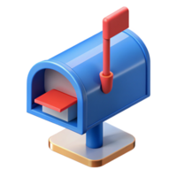 inspired gothic Isometric mailbox with clean lines and a red flag with Scalable Design. expertly shot png