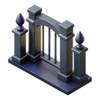 coveted elegant Symmetrical isometric gate with sharp edges and a black color with Scalable Design. genuine png