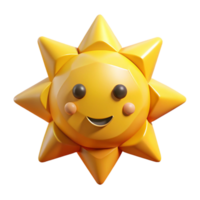 spectacular classic Sun character with short, triangular rays. Geometric, flat yellow color with Scalable Design. 4K png