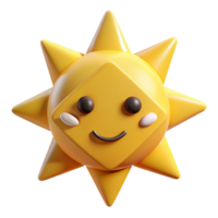 dreamy fascinating Sun character with short, triangular rays. Geometric, flat yellow color with Scalable Design. fine detail png