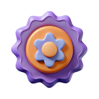 bold fascinating Scalloped edge badge, simple flower icon. Clean lines, flat color, with Scalable Design. fine detail png