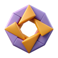 whimsical wonderful Rotating triangles forming a hexagon, flat color, crisp edges, symmetrical with Scalable Design. museum quality png