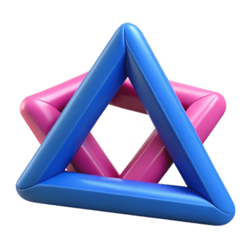 sedutor moderno entrelaçados triângulos, plano azul e Rosa. fresco arestas, limpar \ limpo linhas. com escalável Projeto. artesão png