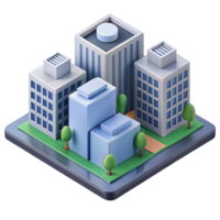 serene bold modern Isometric city block with simplified buildings. Crisp edges, single-weight stroke with Scalable Design. precision png