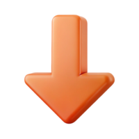 reflective picturesque Arrow pointing down, clean lines, single-weight stroke. Flat color, with Scalable Design. studio quality png