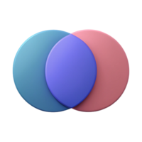 bold gorgeous Venn diagram with two overlapping circles. Flat color, single-weight stroke, minimal design with Scalable Design. high quality png