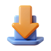 unforgettable futuristic Download icon with a downward arrow. Clean lines, flat color, symmetrical design with Scalable Design. fine detail png