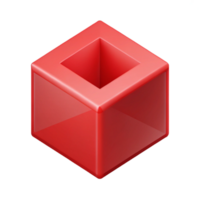 exquisite playful abstract Isometric cube with clean lines, flat red color, crisp edges with Scalable Design. masterfully captured png