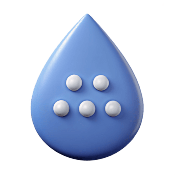 dramatic coveted Drop-shaped badge with three dots. Flat color, clean lines, symmetrical with Scalable Design. png