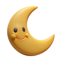 reflective alluring Smiling crescent moon character with pointed tips. Clean lines, flat color, minimal design with Scalable Design. crisp png