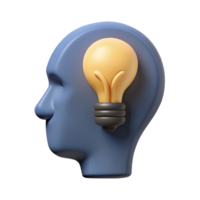 exemplary classic Human head silhouette with a lightbulb inside. Minimal design, flat color, single-weight stroke with Scalable Design. perfect clarity png