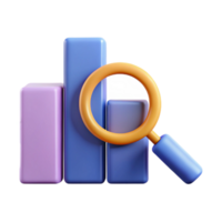 immaculate retro Magnifying glass icon over a bar graph. Clean lines, minimal design, with Scalable Design. artisan png