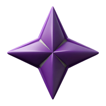 dinâmico elegante simétrico quatro pontas estrela, fresco arestas, plano roxa com escalável Projeto. sem falhas png