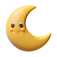 unparalleled modern Smiling crescent moon character with pointed tips. Clean lines, flat color, minimal design with Scalable Design. crisp png
