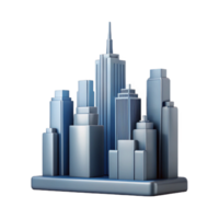 hypnotic industrial Silhouette of a skyscraper city skyline. Clean lines, flat color, with Scalable Design. authentic png