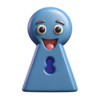 hypnotic avant-garde Keyhole-shaped character with a surprised expression. Flat color, crisp edges, symmetrical with Scalable Design. museum quality png