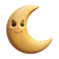 alluring retro Smiling crescent moon character with pointed tips. Clean lines, flat color, minimal design with Scalable Design. perfect clarity png