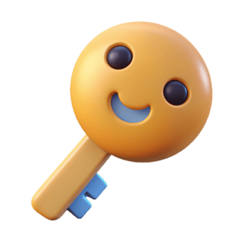 soñador vibrante un sencillo llave personaje con un circular cabeza y rectangular dientes. limpiar líneas, plano color, mínimo diseño con escalable diseño. exclusivo png