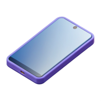 playful spectacular Isometric smartphone with blank screen. Flat color, crisp edges with Scalable Design. ultra HD png