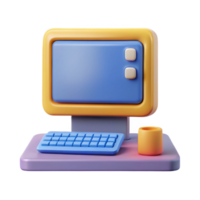 spectacular traditional Computer icon with a monitor and keyboard. Flat color, with Scalable Design. artisan png