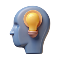 majestic peaceful creative Human head silhouette with a lightbulb inside. Minimal design, flat color, single-weight stroke with Scalable Design. detailed png