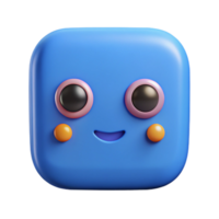 energetic exquisite Square character with rounded corners and three circular eyes. Crisp edges, single-weight stroke, with Scalable Design. crisp png