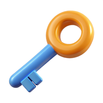 hypnotic playful bohemian Crisp edges outlining a simple key. Flat color, clean lines, with Scalable Design. studio quality png