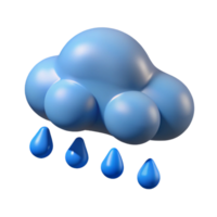 intense splendid Isometric cloud with raindrops. Flat color, clean lines with Scalable Design. studio quality png
