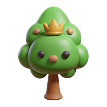 inspirado vanguarda árvore personagem com uma arredondado coroa. plano cor, fresco arestas, simétrico com escalável Projeto. luxo png