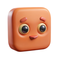 romantic serene Square character with rounded corners and three circular eyes. Crisp edges, single-weight stroke, with Scalable Design. handcrafted png
