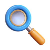 dazzling joyful geometric Pictogram of a magnifying glass. Symmetrical design, crisp edges, with Scalable Design. 4K png