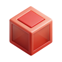striking rare Isometric cube with clean lines and flat red color with Scalable Design. png