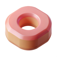 nostalgic enchanting Geometric isometric donut, flat pink, crisp edges with Scalable Design. luxury png