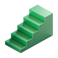 exemplary modern Scalable isometric staircase with single-weight stroke, green with Scalable Design. studio quality png
