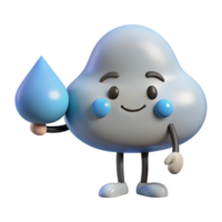 hipnotizante boêmio nuvem personagem com uma solteiro pingo de chuva. limpar \ limpo linhas, plano cor, mínimo Projeto com escalável Projeto. elite png