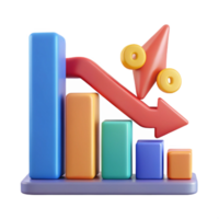 dazzling tranquil urban Downward trending arrow chart with percentage markers. Clean lines, flat color, minimal design with Scalable Design. sharp png