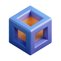 peaceful striking Isometric cube with cutouts. Crisp edges, minimal design, single-weight stroke with Scalable Design. museum quality png