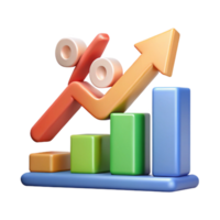 melancholic breathtaking Upward trending arrow chart with percentage markers. Clean lines, flat color, minimal design with Scalable Design. high quality png
