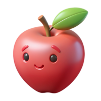 picturesque exemplary Apple character with a leaf and stem. Crisp edges, flat color, minimal with png