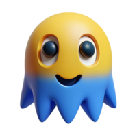 dazzling renaissance Pac-Man ghost character with simplified features. Flat color, clean lines, symmetrical with Scalable Design. refined png