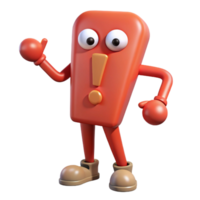 extraordinário meio século exclamação marca personagem com minúsculo pés. plano cor, simétrico, com escalável Projeto. 4k png