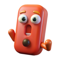dazzling dreamy retro Exclamation mark character with a surprised expression. Clean lines, flat color, crisp edges with Scalable Design. crisp png