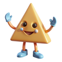 mesmerizing harmonious futuristic Upward-pointing triangle character with thick arms and legs. Flat color, crisp edges, with Scalable Design. crisp png