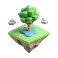 notable retro Isometric floating island with single tree. Scalable, minimal design with Scalable Design. top-tier png