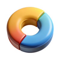 ethereal stunning Doughnut chart displaying data proportions. Symmetrical, geometric, flat color with Scalable Design. crisp png
