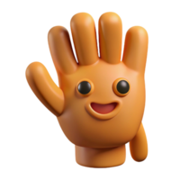 spectacular harmonious minimalist Waving hand character with four fingers. Minimal, crisp edges, single-weight stroke with Scalable Design. studio quality png